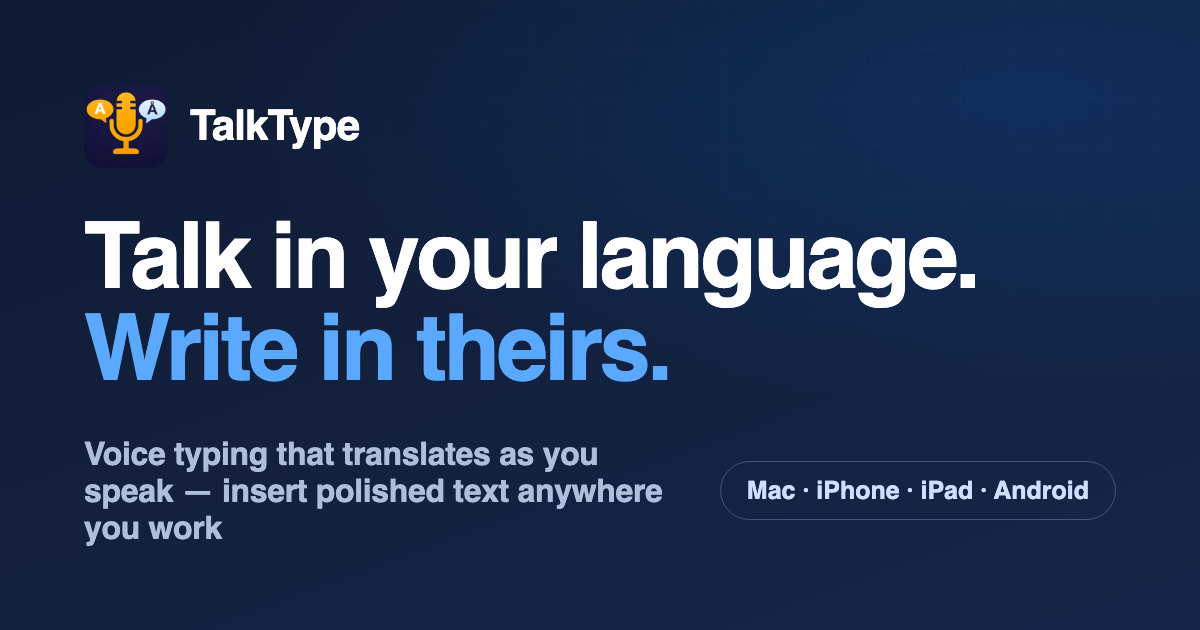 TalkType Android voice typing and translation