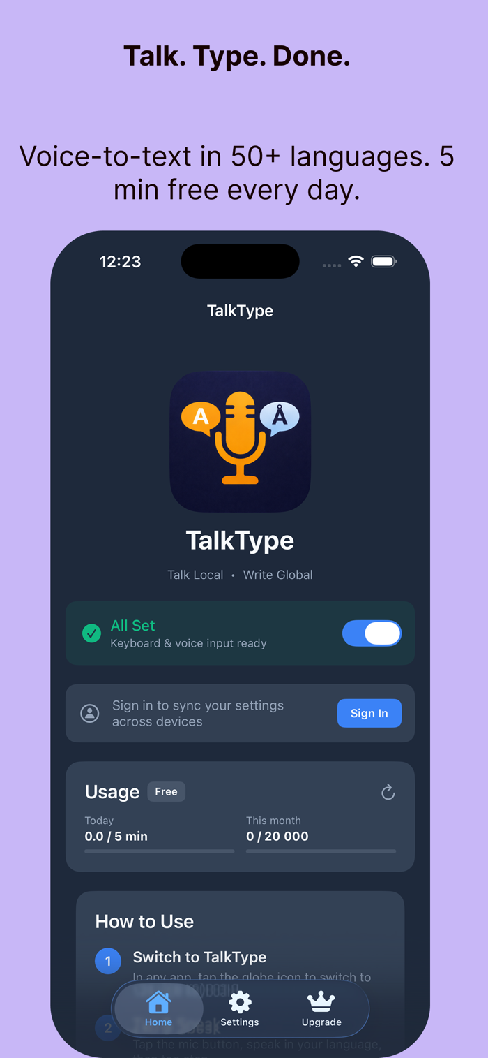 TalkType iPhone voice keyboard for writing
